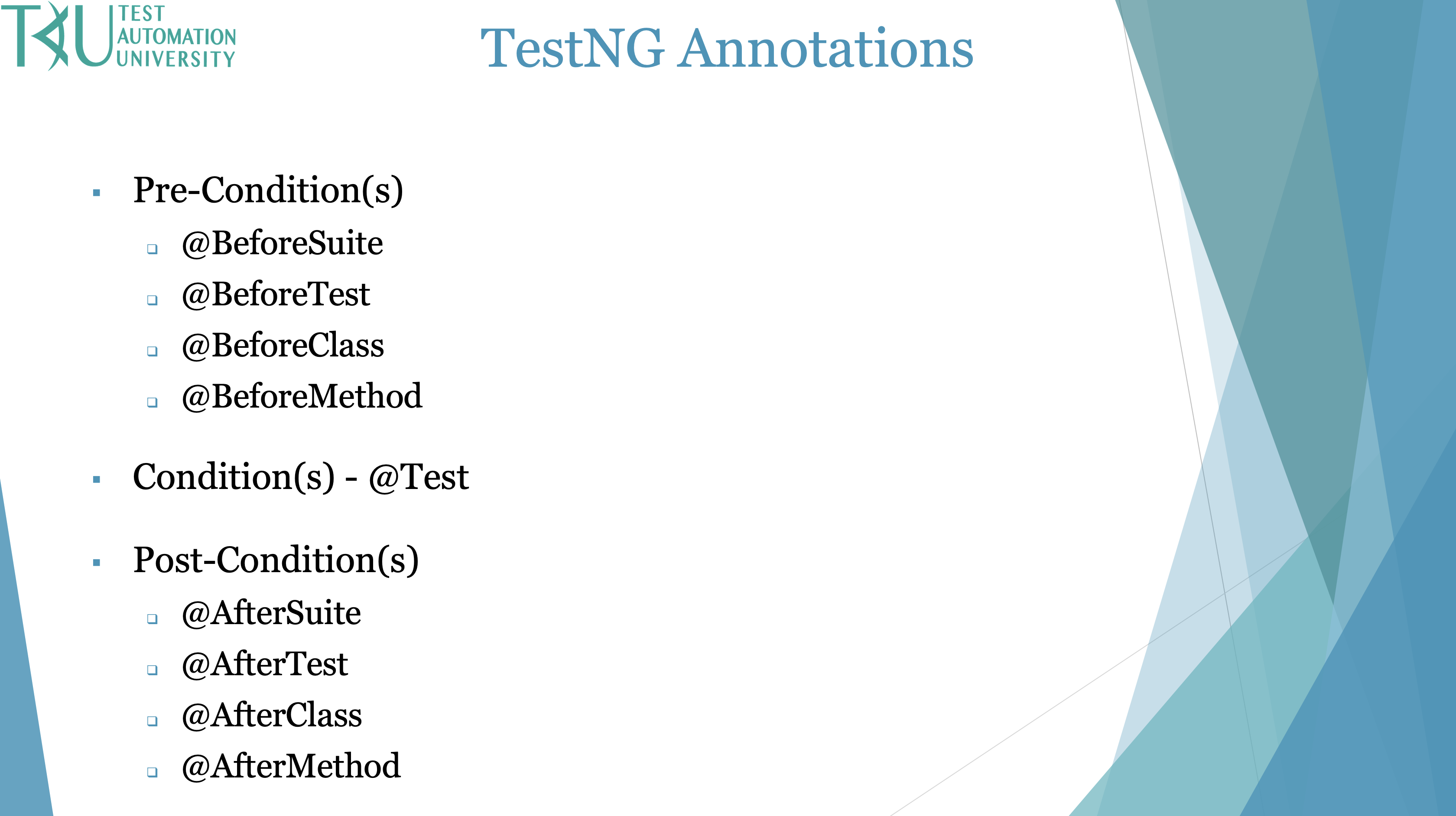 TestNG annotations