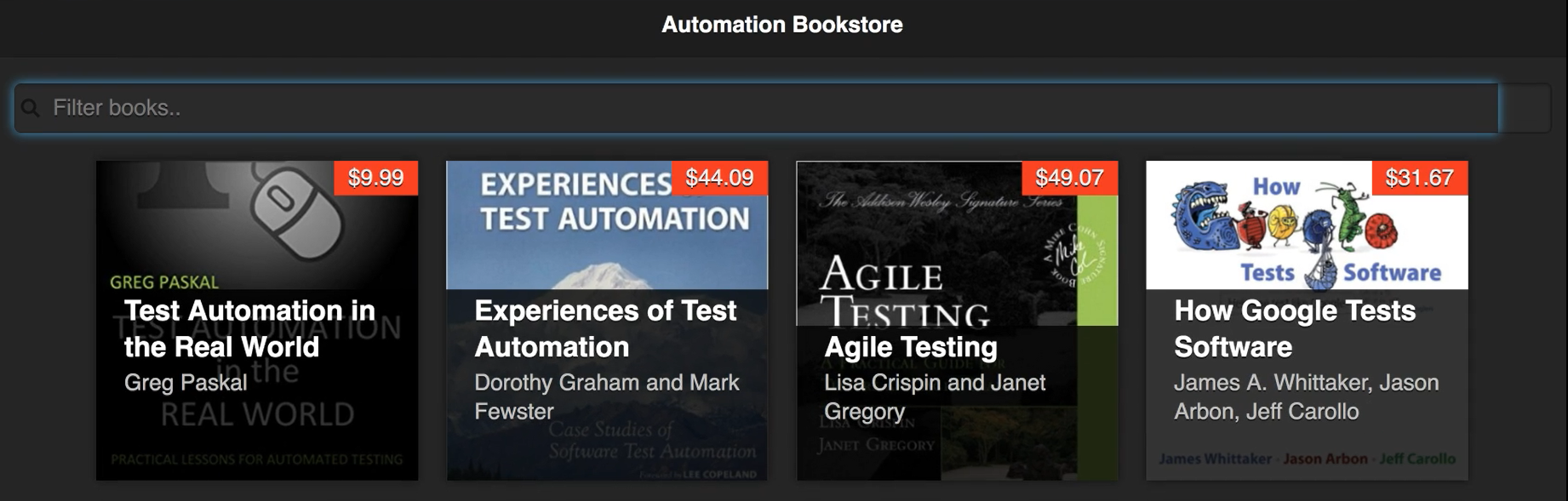 Automation Bookstore app with color change