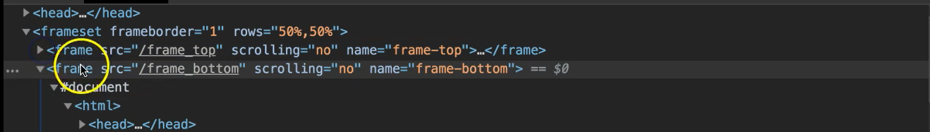 html showing iframe elements.